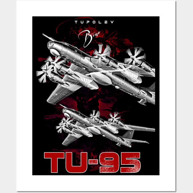 Tupolev TU-95 Heavy Russian Bomber Aircraft Wall Art by aeroloversclothing